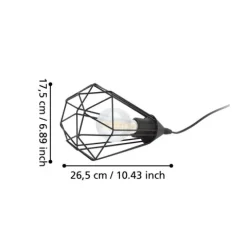 Candeeiro de Mesa com Abajur em Arame Preto TARBES EGLO 94192