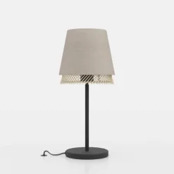 Candeeiro de mesa com abajures em linho e bambu TABLEY EGLO 43977