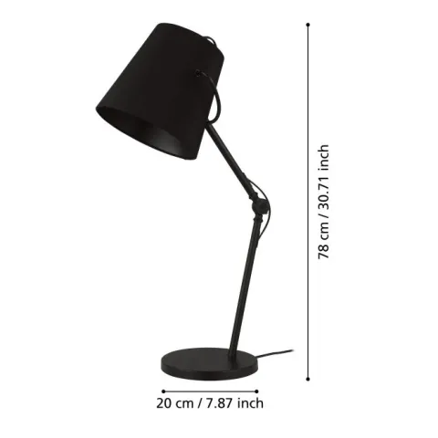 Candeeiro de Mesa com Abajur em Tecido Preto GRANADILLOS EGLO 39866