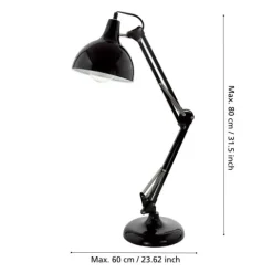 Candeeiro de mesa com abajur regulável em metal preto BORGILLIO EGLO 94697