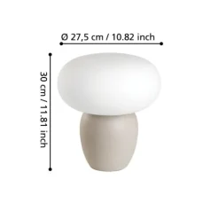 Candeeiro de Mesa com Base Cerâmica Creme e Abajur de Vidro Branco CAHUAMA EGLO 99824