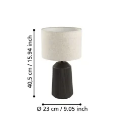 Candeeiro de Mesa com Base de Cerâmica Cinzenta e Abajur Curvo CAPALBIO EGLO 900824