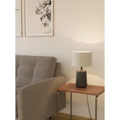 Candeeiro de Mesa com Base de Cerâmica Cinzenta e Abajur Curvo CAPALBIO EGLO 900824