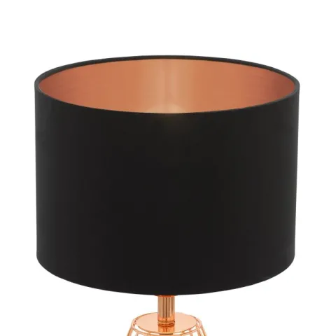 Candeeiro de Mesa com Base de Cobre e Abajur Preto CARLTON 2 EGLO 95787
