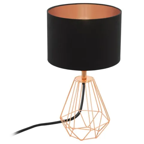 Candeeiro de Mesa com Base de Cobre e Abajur Preto CARLTON 2 EGLO 95787