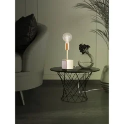 Candeeiro de Mesa com Base de Mármore e Suporte em Latão Escovado CARMITA EGLO 390169