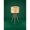 Candeeiro de Mesa com Base de Madeira e Abat-jour Branco HONTONGAS EGLO 390325