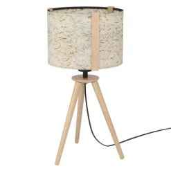 Candeeiro de Mesa com Base de Madeira e Abat-jour Branco HONTONGAS EGLO 390325