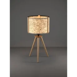 Candeeiro de Mesa com Base de Madeira e Abat-jour Branco HONTONGAS EGLO 390325
