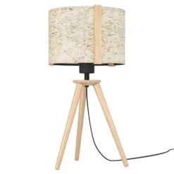 Candeeiro de Mesa com Base de Madeira e Abat-jour Branco HONTONGAS EGLO 390325
