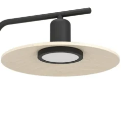 Candeeiro de Mesa com Base de Metal Preto e Madeira Natural MAYAZES EGLO 39913