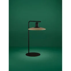 Candeeiro de Mesa com Base de Metal Preto e Madeira Natural MAYAZES EGLO 39913