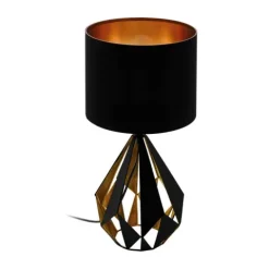 Candeeiro de Mesa com Base de Metal Preto e Abajur Têxtil CARLTON 5 EGLO 43077