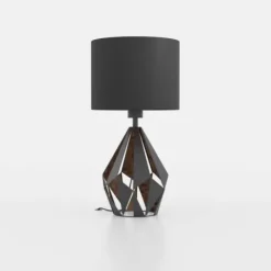 Candeeiro de Mesa com Base de Metal Preto e Abajur Têxtil CARLTON 5 EGLO 43077