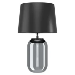 Candeeiro de Mesa com Base de Vidro e Abajur Metálico Preto CUITE EGLO 390063