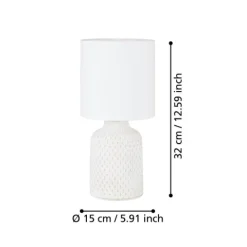 Candeeiro de Mesa com Base em Cerâmica e Abajur Têxtil BELLARIVA EGLO 97773