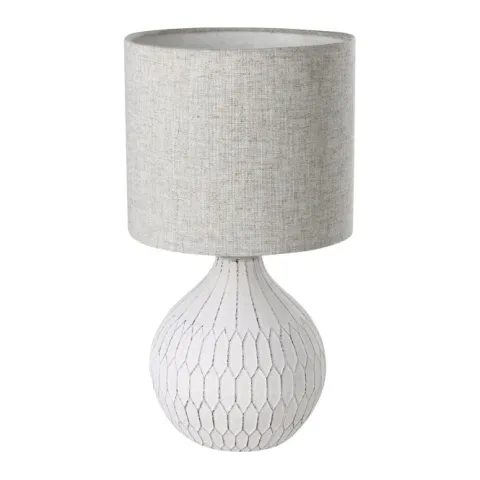 Candeeiro de Mesa com Base em Cerâmica e Abajur de Tecido Castanho Pálido BELLARIVA 3 EGLO 99332