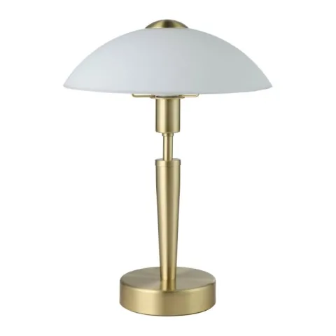 Candeeiro de Mesa com Base em Latão Mate e Vidro Branco Acetinado SOLO 1 EGLO 87254