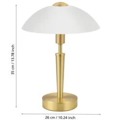 Candeeiro de Mesa com Base em Latão Mate e Vidro Branco Acetinado SOLO 1 EGLO 87254