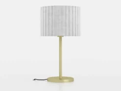 Candeeiro de Mesa com Base em Latão Escovado e Abajur em Veludo Branco TAMARESCO EGLO 39766