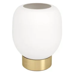 Candeeiro de Mesa com Base em Latão Escovado e Abajur de Vidro MANZANARES EGLO 900307