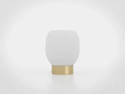 Candeeiro de Mesa com Base em Latão Escovado e Abajur de Vidro MANZANARES EGLO 900307