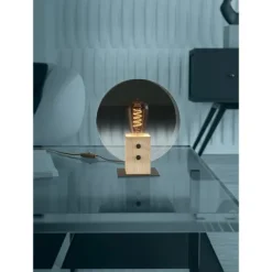 Candeeiro de Mesa com Base em Madeira e Vidro Gradiente MILLENA EGLO 390143