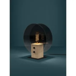 Candeeiro de Mesa com Base em Madeira e Vidro Gradiente MILLENA EGLO 390143