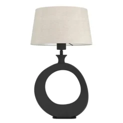 Candeeiro de Mesa com Base em Metal Preto e Abajur de Linho DIEZMA EGLO 390423