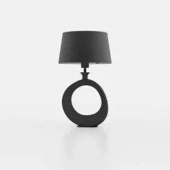 Candeeiro de Mesa com Base em Metal Preto e Abajur de Linho DIEZMA EGLO 390423