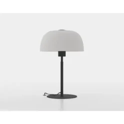 Candeeiro de mesa com base em metal preto e abajur em vidro branco SOLO 2 EGLO 900142