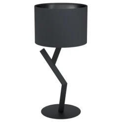 Candeeiro de Mesa com Base em Metal e Abajur Têxtil Preto BALNARIO EGLO 39888
