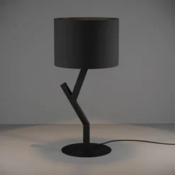 Candeeiro de Mesa com Base em Metal e Abajur Têxtil Preto BALNARIO EGLO 39888