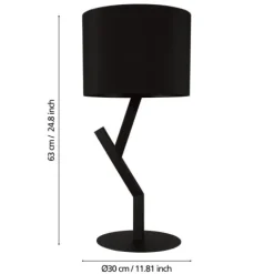 Candeeiro de Mesa com Base em Metal e Abajur Têxtil Preto BALNARIO EGLO 39888