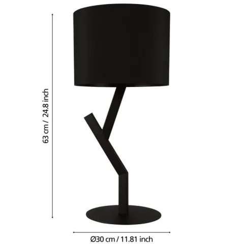 Candeeiro de Mesa com Base em Metal e Abajur Têxtil Preto BALNARIO EGLO 39888