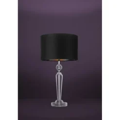 Candeeiro de mesa com base em vidro cristal e abajur preto PASIANO 1 EGLO 390158