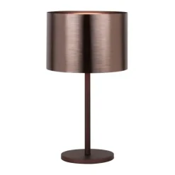 Candeeiro de Mesa com Base Metálica Castanha e Abajur Brilhante SAGANTO 1 EGLO 39394
