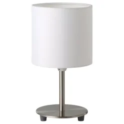 Candeeiro de mesa com base metálica níquel mate e abajur branco PASTERI EGLO 95725
