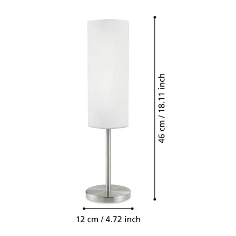 Candeeiro de Mesa com Base Metálica Níquel Mate e Abajur em Vidro Branco TROY 3 EGLO 85981