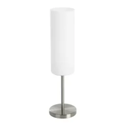 Candeeiro de Mesa com Base Metálica Níquel Mate e Abajur em Vidro Branco TROY 3 EGLO 85981