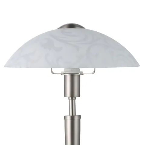 Candeeiro de Mesa com Base Níquel Mate e Abajur de Vidro Branco SOLO EGLO 91238