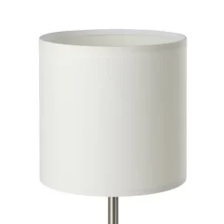 Candeeiro de Mesa com Base Níquel Mate e Abajur Têxtil Branco PASTERI EGLO 31594