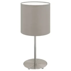 Candeeiro de Mesa com Base Níquel Mate e Abajur Cinzento PASTERI EGLO 95726