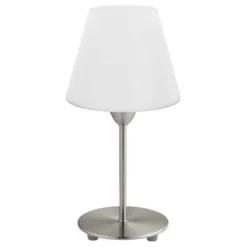 Candeeiro de Mesa com Base Níquel Mate e Abajur em Vidro Opalino DAMASCO 1 EGLO 95785