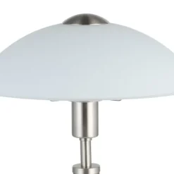 Candeeiro de Mesa com Base Níquel Mate e Abajur em Vidro Branco SOLO 1 EGLO 85104
