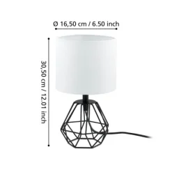 Candeeiro de Mesa com Base Preta e Abajur Branco CARLTON 2 EGLO 95789