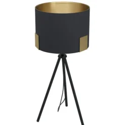 Candeeiro de Mesa com Base Tripé e Abajur Têxtil Preto TORTOLA 1 EGLO 39965