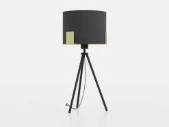 Candeeiro de Mesa com Base Tripé e Abajur Têxtil Preto TORTOLA 1 EGLO 39965
