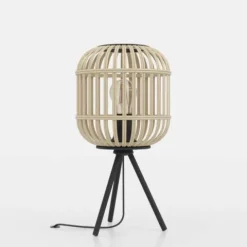 Candeeiro de Mesa com Base Tripé e Abajur de Bambu Natural BORDESLEY EGLO 43218