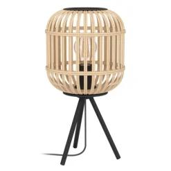 Candeeiro de Mesa com Base Tripé e Abajur de Bambu Natural BORDESLEY EGLO 43218